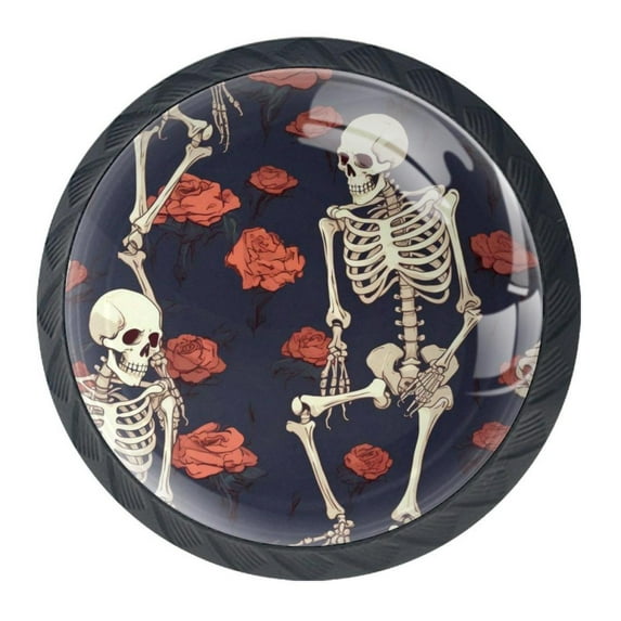 4 Pcs Skeleton Knobs for Kitchen Cabinet Cupboard Dresser Bookcase Drawer Pulls Handles Round Home Decor