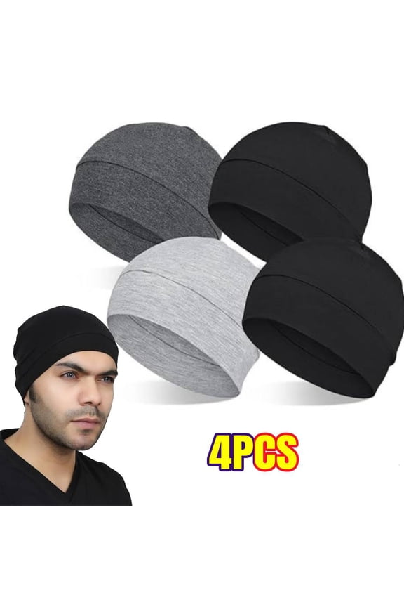 4 Pcs Skull Cap Helmet Liner for Men Sweat Wicking Cap Running Cycling, Football Head Beanie & Hard Hat Liner Cap