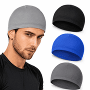 4 Pcs Skull Caps for Men,Soft Lightweight Beanie,Welding Cap Helmet Liner Running Cooling Skull Caps for Men,Hat Sweat Protector Cycling Do Rag for Summer Sports Black