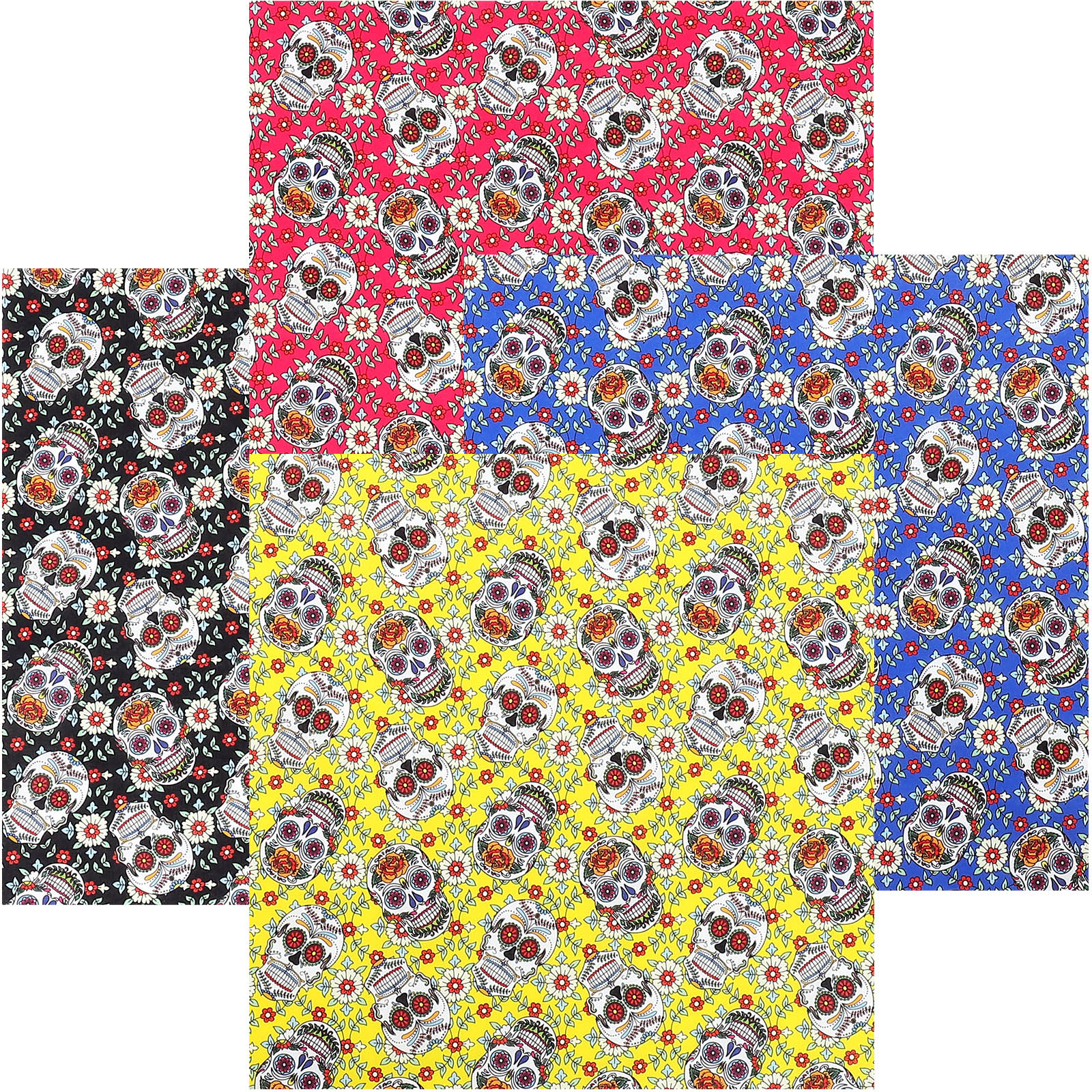 4 Pcs Skull Fabric Patchwork for DIY Costume Tooth Hat Halloween Cloth