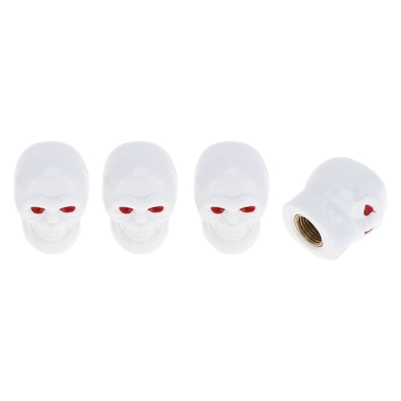 Unique Bargains 4 Pcs Skull Head Shape Tire Valve Stem Caps Decorative Tyre Valve Dust Covers 7x22mm Plastic Copper White