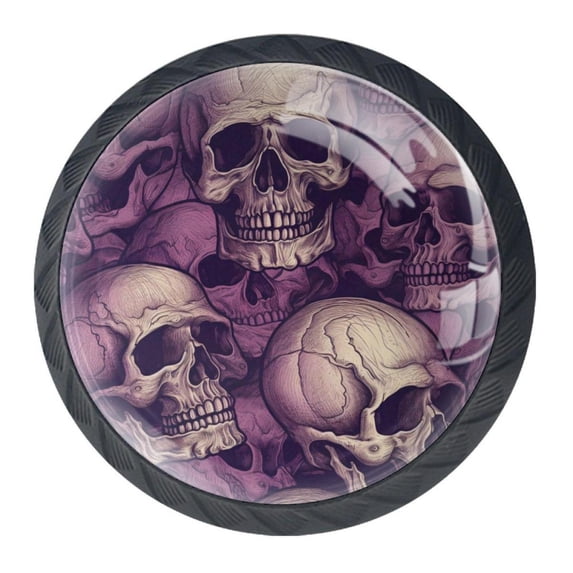 4 Pcs Skull Knobs for Kitchen Cabinet Cupboard Dresser Bookcase Drawer Pulls Handles Round Home Decor