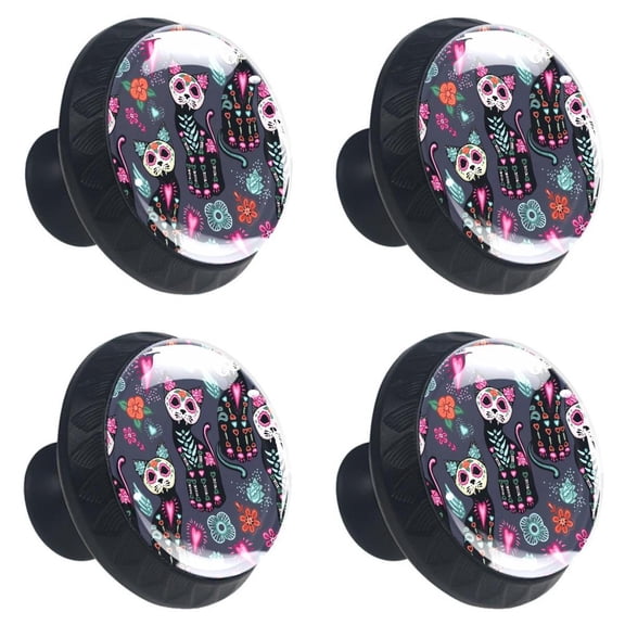 4 Pcs Skull Knobs for Kitchen Cabinet Cupboard Dresser Bookcase Drawer Pulls Handles Round Home Decor
