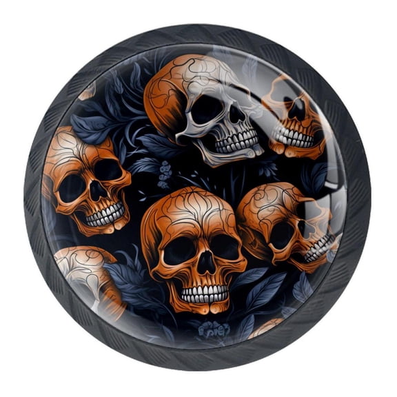 4 Pcs Skull Knobs for Kitchen Cabinet Cupboard Dresser Bookcase Drawer Pulls Handles Round Home Decor