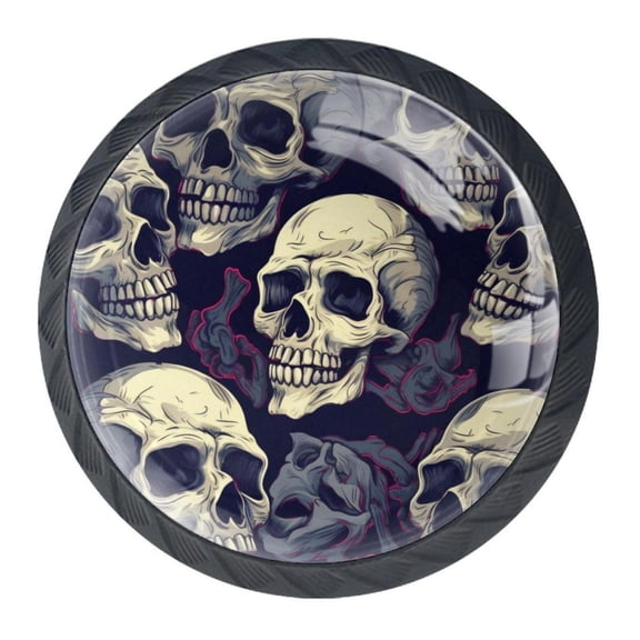 4 Pcs Skull Knobs for Kitchen Cabinet Cupboard Dresser Bookcase Drawer Pulls Handles Round Home Decor