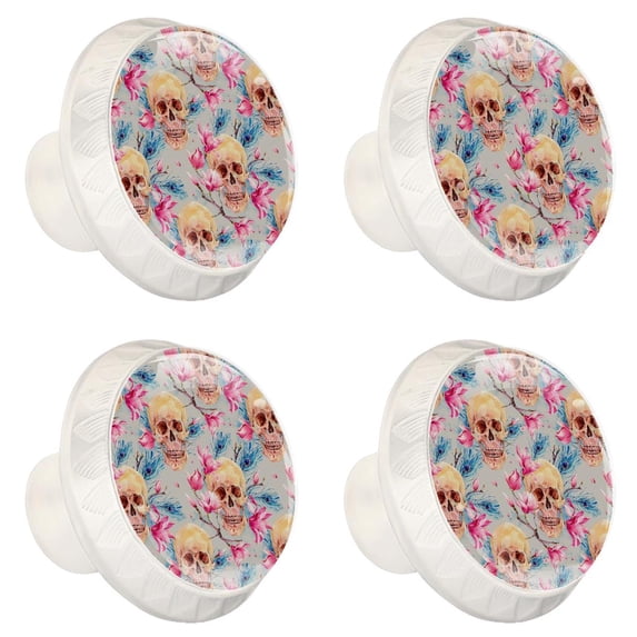 4 Pcs Skull Knobs for Kitchen Cabinet Cupboard Dresser Bookcase Drawer Pulls Handles Round Home Decor
