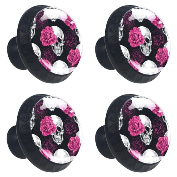 4 Pcs Skull Knobs for Kitchen Cabinet Cupboard Dresser Bookcase Drawer Pulls Handles Round Home Decor