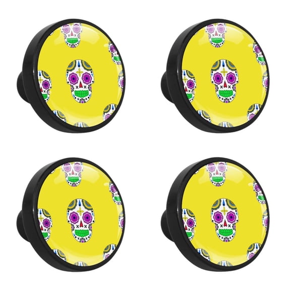 4 Pcs Skull Knobs for Kitchen Cabinet Cupboard Dresser Bookcase Drawer Pulls Handles Round Home Decor