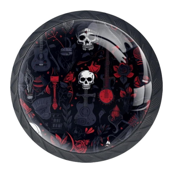 4 Pcs Skull Knobs for Kitchen Cabinet Cupboard Dresser Bookcase Drawer Pulls Handles Round Home Decor