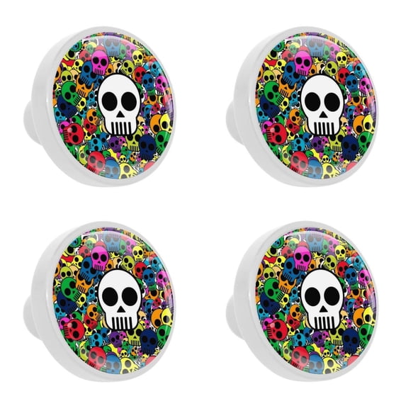 4 Pcs Skull Knobs for Kitchen Cabinet Cupboard Dresser Bookcase Drawer Pulls Handles Round Home Decor