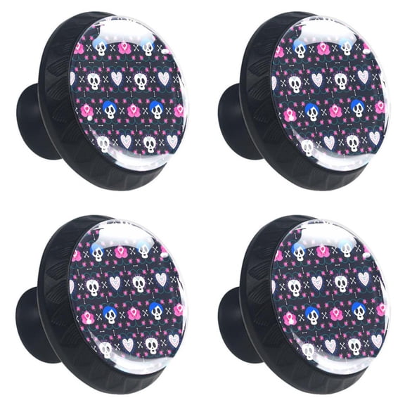 4 Pcs Skull Knobs for Kitchen Cabinet Cupboard Dresser Bookcase Drawer Pulls Handles Round Home Decor