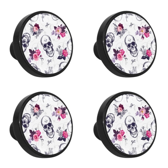 4 Pcs Skull Knobs for Kitchen Cabinet Cupboard Dresser Bookcase Drawer Pulls Handles Round Home Decor