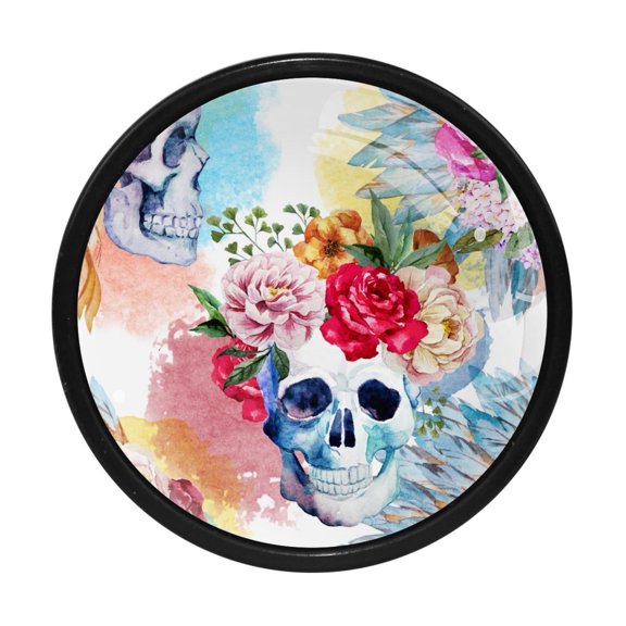 4 Pcs Skull Knobs for Kitchen Cabinet Cupboard Dresser Bookcase Drawer Pulls Handles Round Home Decor