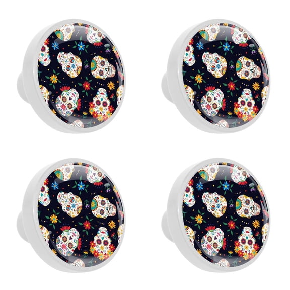 4 Pcs Skull Knobs for Kitchen Cabinet Cupboard Dresser Bookcase Drawer Pulls Handles Round Home Decor