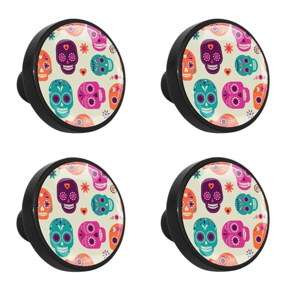 4 Pcs Skull Knobs for Kitchen Cabinet Cupboard Dresser Bookcase Drawer Pulls Handles Round Home Decor