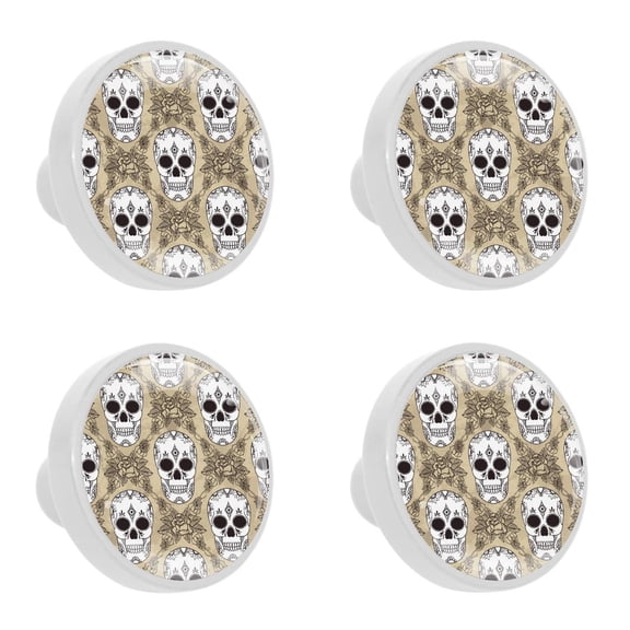 4 Pcs Skull Knobs for Kitchen Cabinet Cupboard Dresser Bookcase Drawer Pulls Handles Round Home Decor