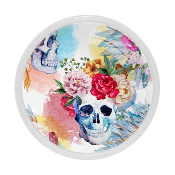 4 Pcs Skull Knobs for Kitchen Cabinet Cupboard Dresser Bookcase Drawer Pulls Handles Round Home Decor