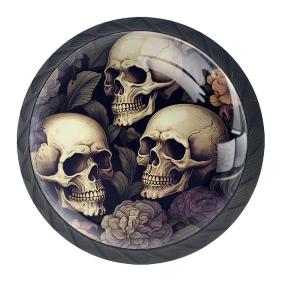 4 Pcs Skull Knobs for Kitchen Cabinet Cupboard Dresser Bookcase Drawer Pulls Handles Round Home Decor