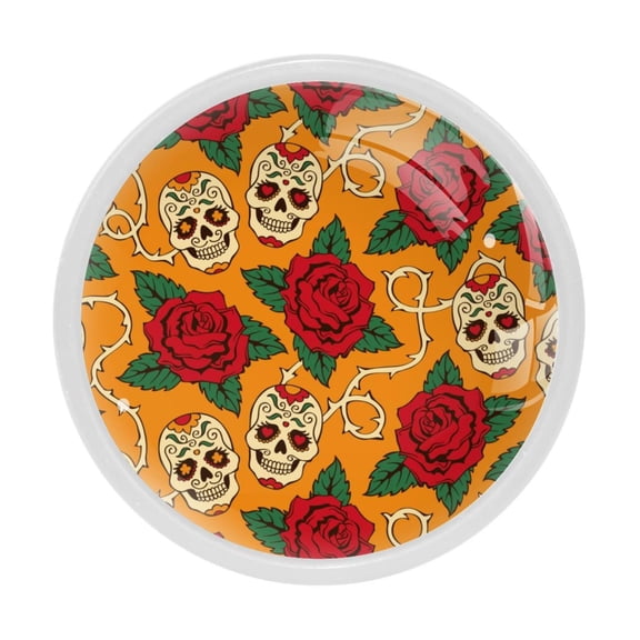 4 Pcs Skull Knobs for Kitchen Cabinet Cupboard Dresser Bookcase Drawer Pulls Handles Round Home Decor