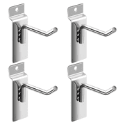 4 Pcs Slatwall Hooks 5.9 in / 15 cm, Heavy Duty Metal Retail Display Hooks, Strong Load Capacity, Slat Wall Single Hook for Stores, Exhibition, Supermarket, Silver