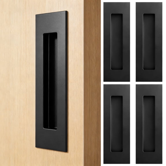 4 Pcs Sliding Door Handles, 5.9 in Black 304 Stainless Steel Recessed Handles, Flush Door Hardware, Finger Pulls for Interior Pocket Doors