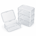 4 Pcs Small Clear Plastic Storage Boxes with Hinged Lids, 3.7x2.5x1 ...