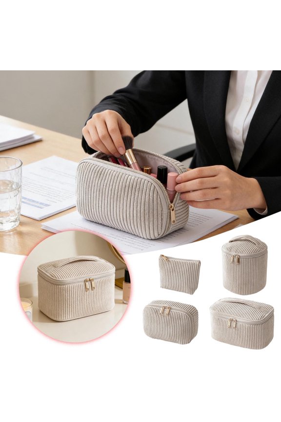 4 Pcs Small Cosmetic Bag Set - Aesthetic Cute Makeup Bags in Multiple Sizes, Travel Toiletry Organizer Pouches with Zipper, Soft Storage for Cosmetics and Accessories, Khaki, 4.3-8.6 Inch