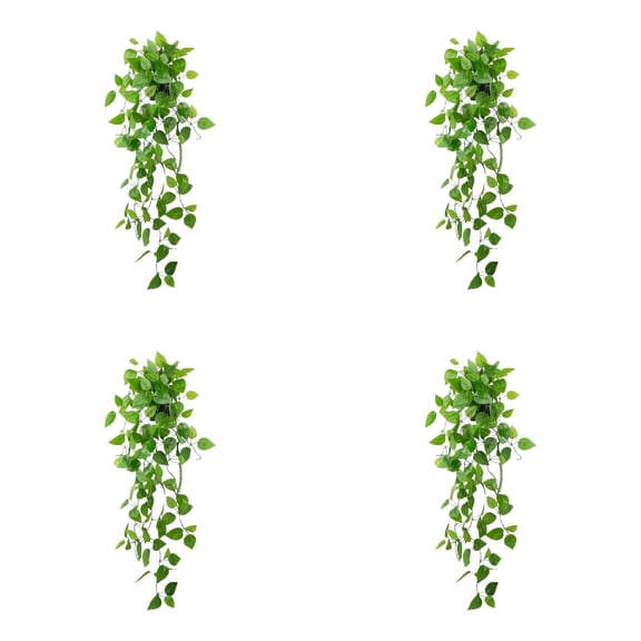 4 Pcs Small Hanging Artificial Potted 39.37 Inch, Realistic Hanging Pothos with Ivy Vine Greenery for Shelf Decor in Home Office Gardens Balcony Wall Hanging, Artificial