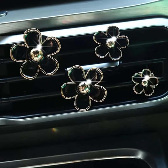 4 Pcs Small Flower Car Vent Clips,Cute Flower Air Conditioner Decoration,Auto Ir Conditioning Clip,Flower Automotive Accessories Vent Clips,Auto Interior Decor,Car Vent Clips Car Accessories,C
