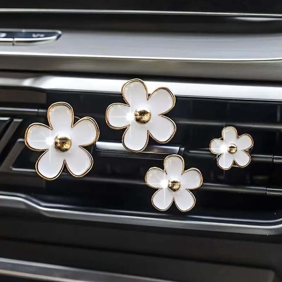4 Pcs Small Flower Car Vent Clips,Cute Flower Air Conditioner Decoration,Auto Ir Conditioning Clip,Flower Automotive Accessories Vent Clips,Auto Interior Decor,Car Vent Clips Car Accessories,B