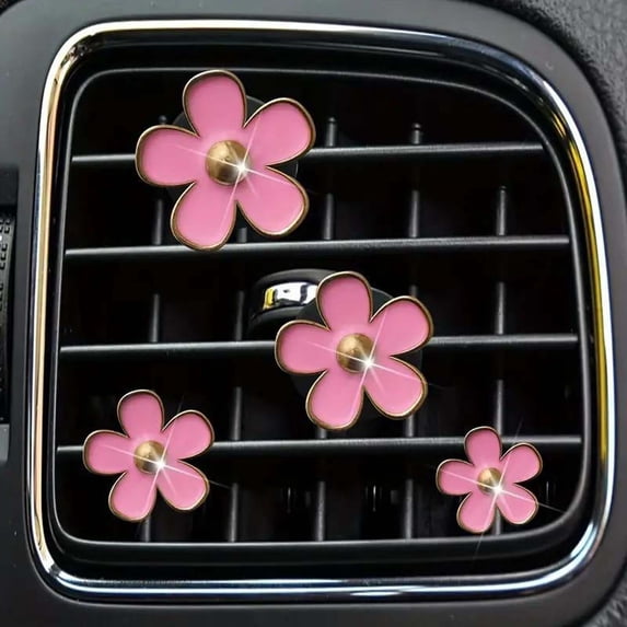 4 Pcs Small Flower Car Vent Clips,Cute Flower Air Conditioner Decoration,Auto Ir Conditioning Clip,Flower Automotive Accessories Vent Clips,Auto Interior Decor,Car Vent Clips Car Accessories,A