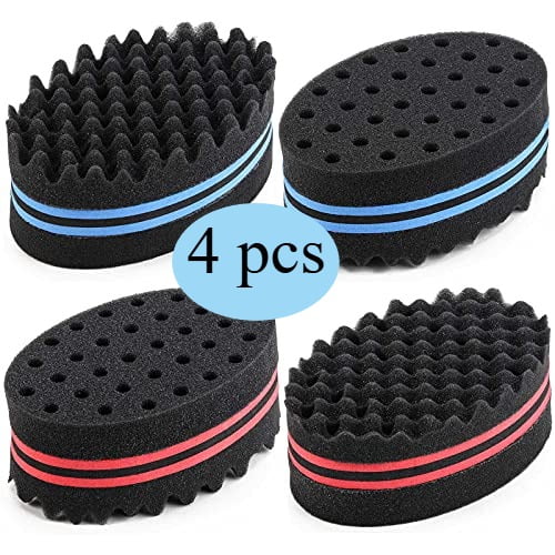 4 Pcs Small Holes Hair Twist Sponge, Barber Curl Sponge Brushes for Locking Afro Curl Coil Comb Care Tool