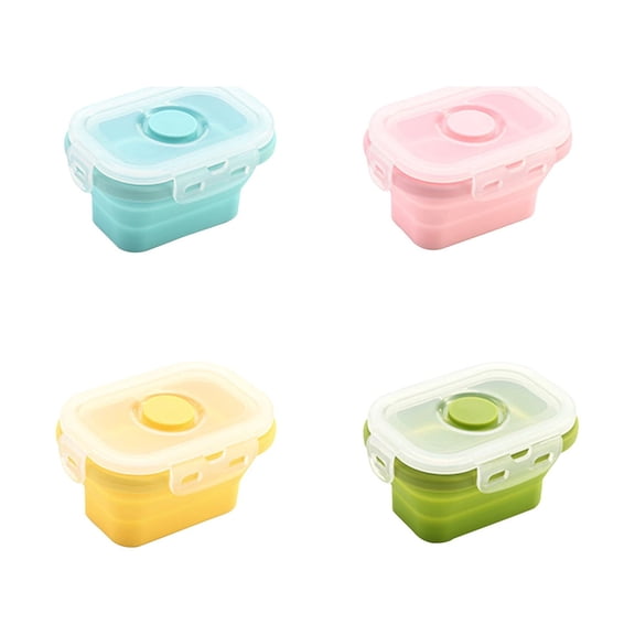 Meitianfacai 4 Pcs Small Silicone Foldable Food Storage Containers, 5.50 x 3.90 x 3.10 Inches