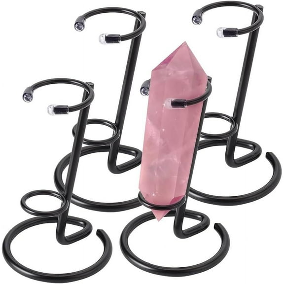 4 Pcs Small Wand Display Stand Iron Arms Display Stand Display Easel Holder for Small Gemstones Mineral Agate 2.4x3.7 inch Black 4pcs