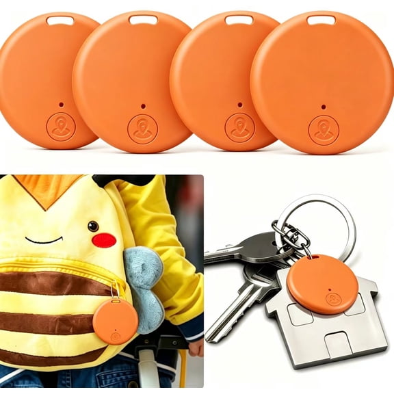 4 Pcs Smart Item Finder Portable Tracker GPS Tracking, Item Tracker Smart Locator for Bags, Luggage, Wallet, Pets Keys Luggage(Orange)