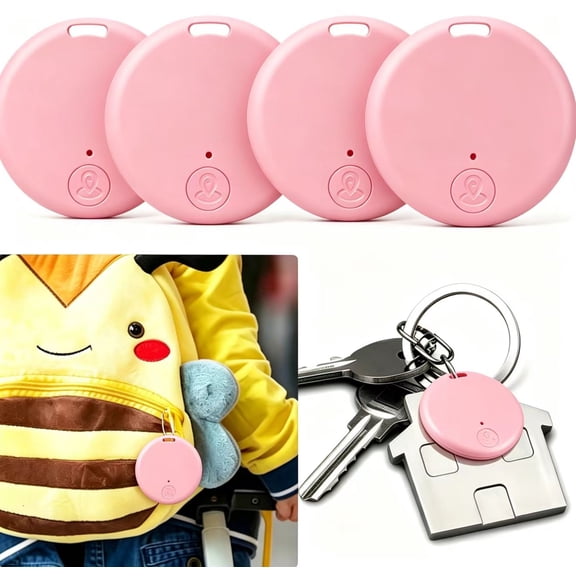 4 Pcs Smart Item Finder Portable Tracker GPS Tracking, Item Tracker Smart Locator for Bags, Luggage, Wallet, Pets Keys Luggage(Pink)