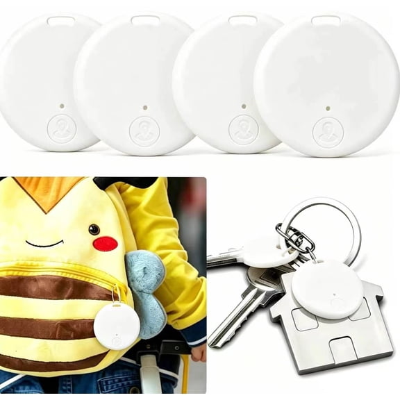 4 Pcs Smart Item Finder Portable Tracker GPS Tracking, Item Tracker Smart Locator for Bags, Luggage, Wallet, Pets Keys Luggage(White)