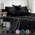 thumbnail image 1 of 4 Pcs Smooth Satin Silk Sheet Set Deep Pocket Bed Sheet Wrinkle Fade Resistant, 1 of 5