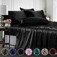 thumbnail image 1 of 4 Pcs Smooth Satin Silk Sheet Set Deep Pocket Bed Sheet Wrinkle Fade Resistant, 1 of 9