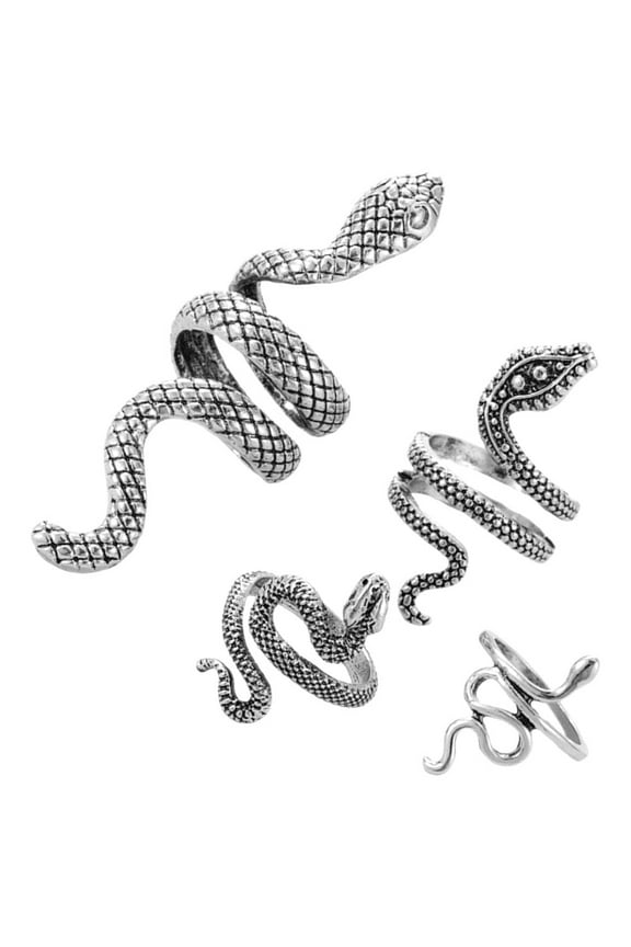 4 Pcs Snake Print Ring Animal Rings Jewelry for Women Gothic Aesthetic Jewlery Mens Miss Man
