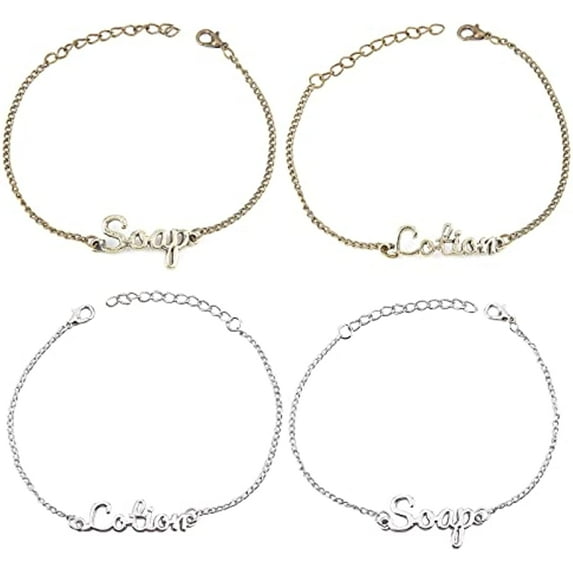 4 Pcs Soap Chain Labels Lotion and Soap Dispenser Chain Labels Gold Silver Soap Tags Lotion Bottle Tags for Farmhouse Rustic Decor Bathroom Kitchen