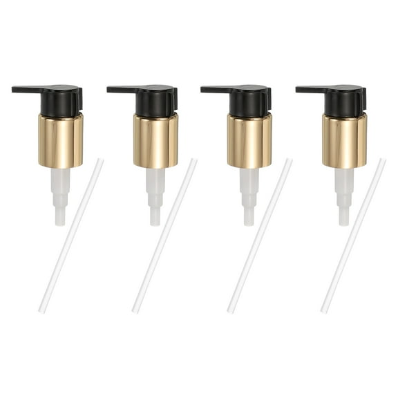 4 Pcs Soap Dispenser Pump Heads, Hand Soap Dispensers Top Pumps Replacement Clip-on Pumphead for Standard 24/410 Neck Size Bathroom Lotion Shampoo Bottle, Gold Black