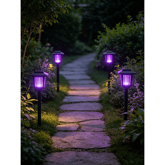 4 Pcs Solar Bug Zapper Waterproof Mosquito Killer Solar Light Power Repellent Lamp for Moth, Gnat, Fly, Small Flying Insect Indoor Outdoor Garden Patio