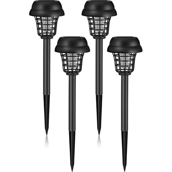 4 Pcs Solar Bug Zapper Waterproof Mosquito Killer Solar Light Power Repellent Lamp for Moth, Gnat, Insect Indoor Outdoor Garden Patio (Plastic, Black)