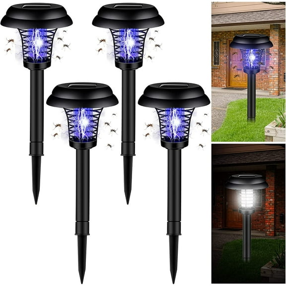 4 Pcs Solar Bug Zapper,Waterproof Mosquito Zapper, LED Mosquito Killer Outdoor Solar Powered Bug Zapper Light Lamp for Indoor Outdoor Use Garden Pathway Patio