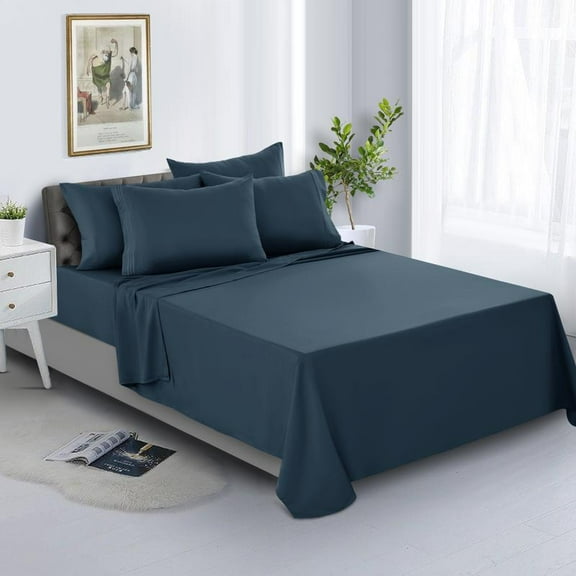 4 Pcs Solid Bed Sheets Set-16 Inches deep Pocket Bedding Set -Eco Friendly Microfiber Queen Sheets-Hotel Luxury King Bed Sheet & Pillowcases