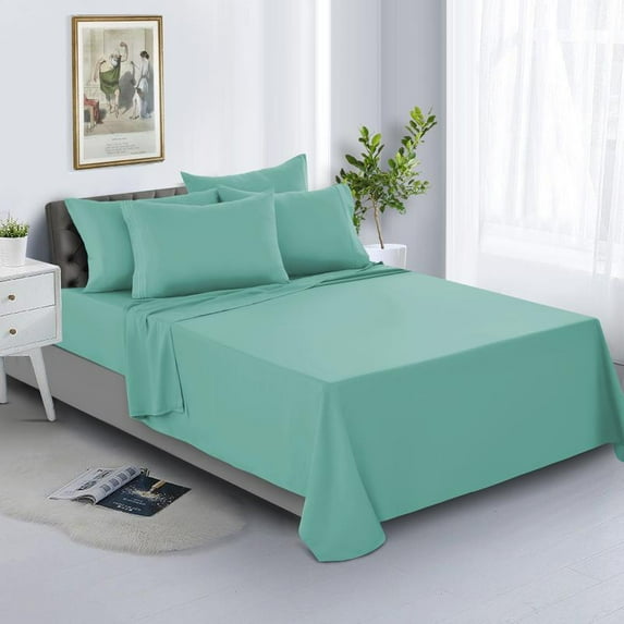 4 Pcs Solid Bed Sheets Set-16 Inches deep Pocket Bedding Set -Eco Friendly Microfiber Queen Sheets-Hotel Luxury King Bed Sheet & Pillowcases