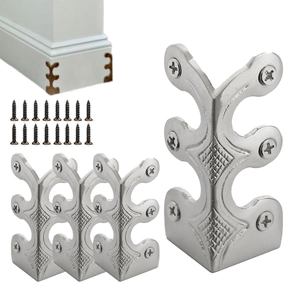 4 Pcs Solid Brass Baseboard Corner Protectors, Skirting Board Corners Protectors, Vintage Metal Corners Protector for Table Corner Edge Cover, Furniture Safety Bracket with Screws