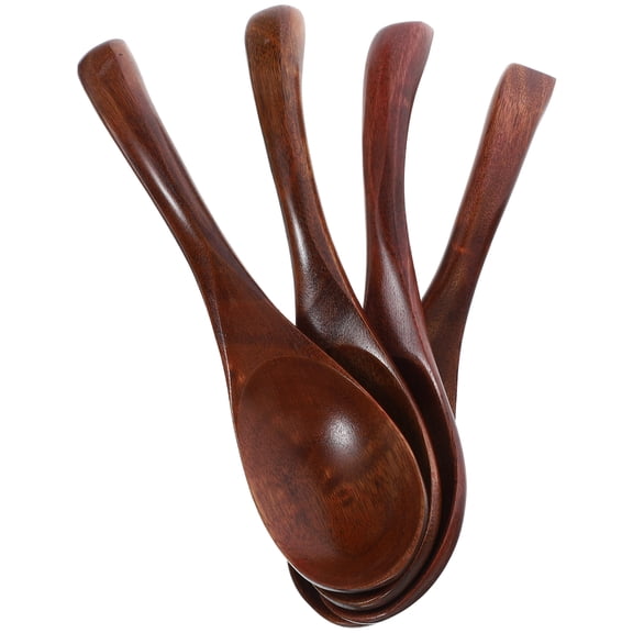 NIAIZEK Nanmu Wood Soup Spoons 4-Piece Set Reusable Kitchen Utensils for Cooking, Stirring, and Serving at Home