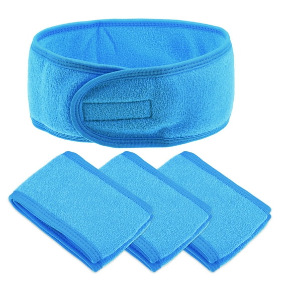 Unique Bargains 4 Pcs Spa Headband Soft Women Hair Bands for Face Washing Bath Facial Mask Yoga Blue